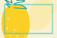 Green frame with a pineapple on yellow illustration