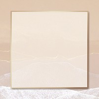 Gold square frame psd on beige wavy texture illustration