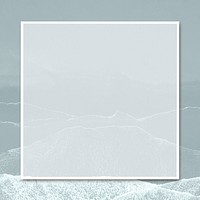 White square frame psd on gray wavy texture illustration