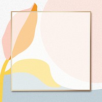 Gold square psd frame on abstract memphis background