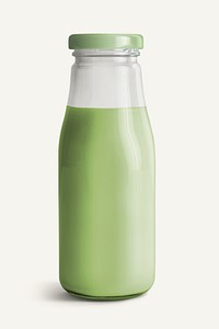 Fresh milk green tea in a glass bottle mockup