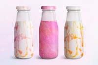 Flavorful milk tea blend in a glass bottle mockup design resources 