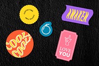 Retro word sticker badge set