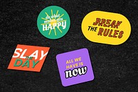 Colorful word sticker clipart set