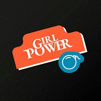 Vector girl power word colorful vintage badge sticker