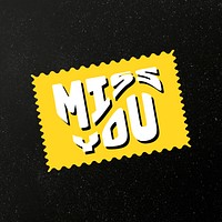 Psd miss you word colorful vintage sticker