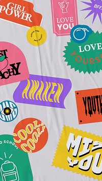 Vintage word sticker colorful background paper texture