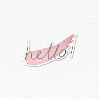 Hello typography with a pink brush stroke sticker design resource vector