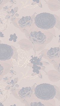 Hand drawn gray flower pattern on a beige background