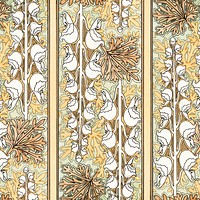 Art nouveau monkshood flower pattern background vector
