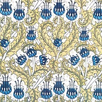 Art nouveau thistle flower pattern background vector