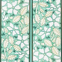 Art nouveau periwinkle flower pattern background vector