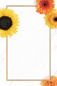 Gold rectangle blooming sunflower frame