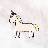 Hand drawn cute unicorn doodle style on marble background vector