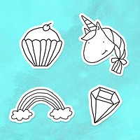 Cute doodle style sticker with a white border set on a blue background vector