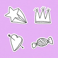 Cute doodle style sticker with a white border set on a purple background vector