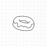 Hand drawn glazed donut on a white grid background vector