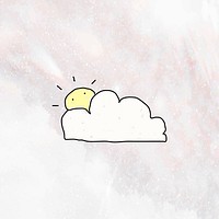 Hand drawn cloud and sun on a marble background vector