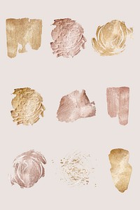 Smudged glitter gold paint vector collection