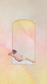 Nude woman frame mixed media vintage background