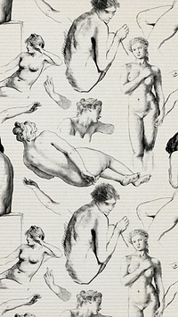 Female nude patterned background illustration