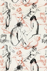 Female nude patterned wallpaper illustration