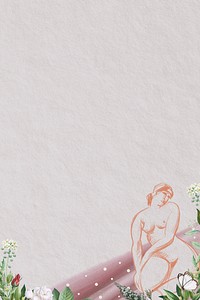 Nude lady with flowers drawing background