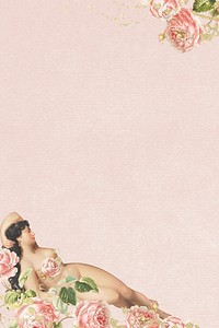 Reclining woman with flowers background