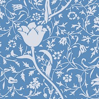 Floral ornament blue seamless pattern background vector