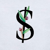 Vector dollar sign floral vintage decorated typography