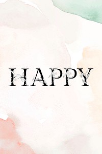 Vector happy word decorated font watercolor typography