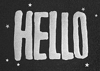 Silver shimmering hello greeting glitter typography script