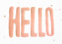Sparkling glitter pink Hello greeting word typography script