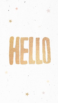 Handwriting gold hello greeting word glitter typography