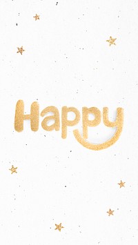 Sparkling gold glitter Happy word typography