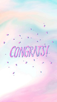 Congrats! message word sparkling pink typography