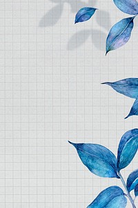 Blue watercolor leaf border design space background