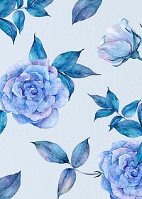 Watercolor rose patterned blue background design
