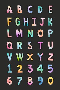 Psd collection abc and number typography