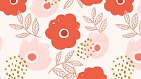 Red and pink doodle flower pattern vector