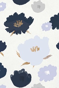 Flower pattern blue botanical background