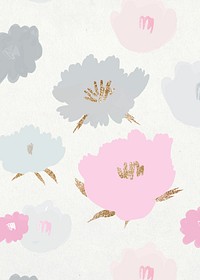Flower pattern pink and gray botanical background