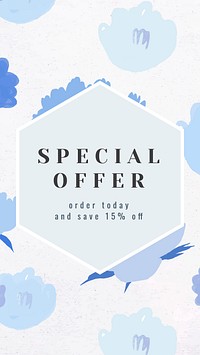 Special offer text promotion floral frame vector