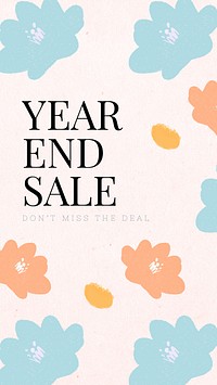 End year sale promotion vector floral background