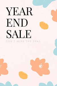 End year sale promotion vector floral background