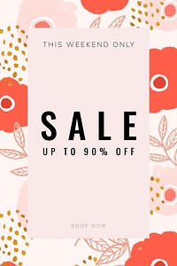 Sale up to 90% off promotion vector floral frame