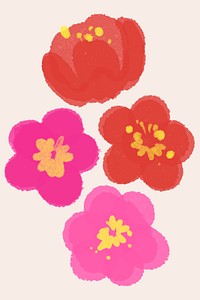 Oriental flowers and blossoms vector element pack