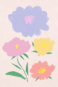 Cute pastel colored flower vector botanical illustration