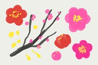 Cherry blossom flower vector floral elements
