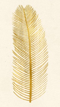 Psd golden palm leaf vintage illustration sticker
